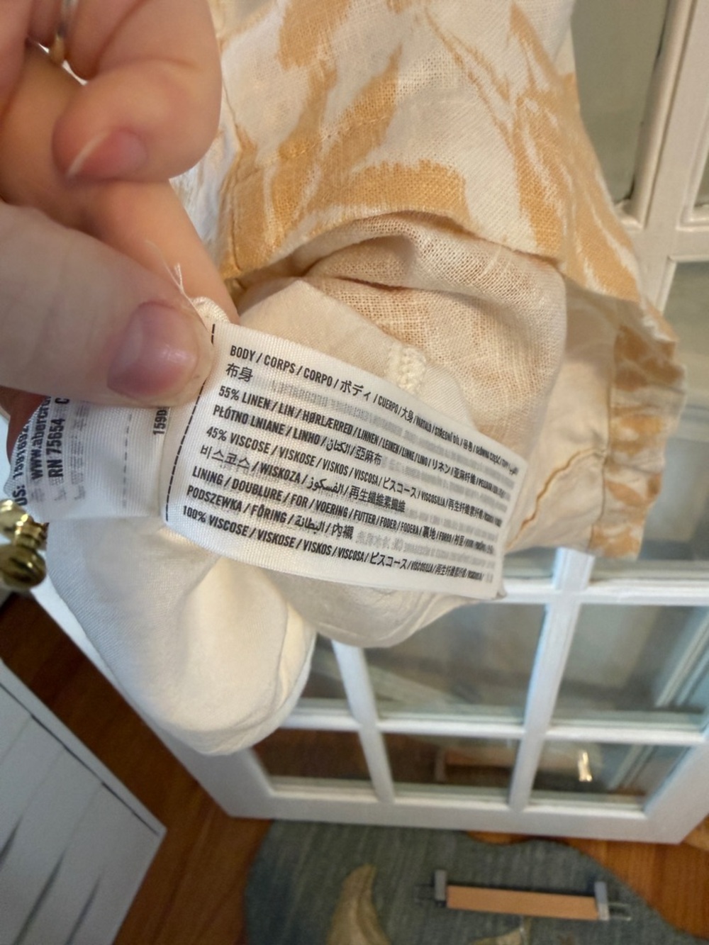 Abercrombie & Fitch Cream and Peach Tropical Floral Spaghetti-Strap Mini Dress - Picture 5 of 5